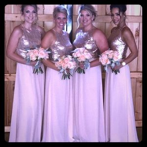 Rose gold bridesmaid dress. Size 16